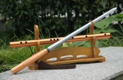 Espada de flauta de cobre rojo de alta calidad cuchillo katana hoja de acero de Damasco musical para Foto 1 de 4