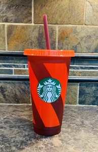 Starbucks Summer 2 2021 Reusable SINGLE Cold Cup 24oz Deckel und Strohhalm Red Holiday - Bild 1 von 12