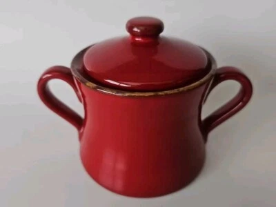 VIETRI Italia Rosso Vecchio Rojo Esmaltado Italiano Terracota Azúcar Cuenco Foto 1 de 4