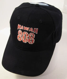 Hawaii 808 Mütze Unisex schwarz L Stretch-Passform rotes Logo Bundesstaat Vorwahl Surf Rep Cap - Bild 1 von 10