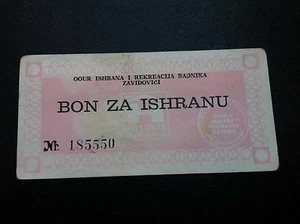 BOSNIEN lokale Note Bons für warme Mahlzeit - ZAVIDOVIĆI - BON ZA ISHRANU I REKREACIJU  - Bild 1 von 2