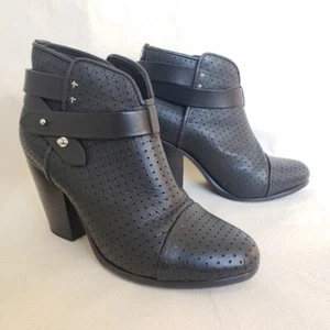 Rag & Bone Harrow Boot in Black Perforated 7.5 Block Heeled Ankle Booties - Picture 1 of 12