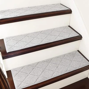 Grey Color Edging Stair Treads Non-Slip Carpet Mat Indoor Wooden Steps Rugs - Picture 1 of 6