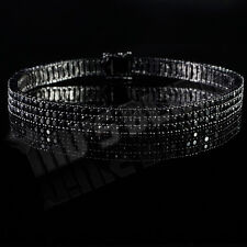 Gold Silver Gunmetal Plated Tennis Bracelet 3 Row Aaa Cz Bling Out Iced
