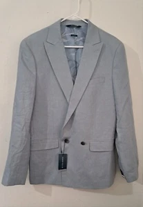 Perry Ellis Mens Size 40R Blazer Jacket Blue Gray Cotton Spring Summer - Picture 1 of 7