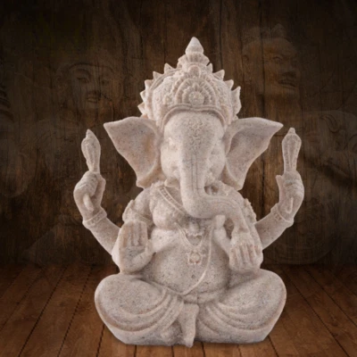 Мини Ганеша статуэтка скульптура слон Будда фигурка песчаник Индия ручной работы - Изображение 1 из 4
