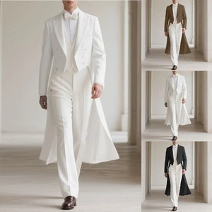 Men Irregular Blazer Lapel Collar Turn-Down Collar Solid Pattern Regular Length - Picture 1 of 34