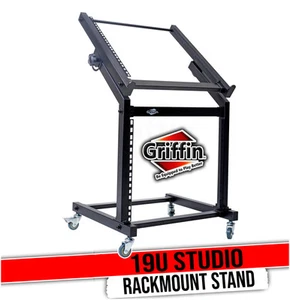 Rack Mount Rolling Stand & Adjustable Mixer Platform Rails by GRIFFIN | 19U Cart - Picture 1 of 14