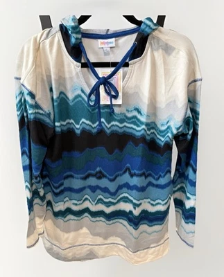 Sudadera con Capucha LuLaRoe Grande Eliza Azul Y Crema Manga Larga - Nueva con Etiquetas Foto 1 de 4