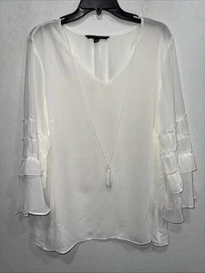 Zac & Rachel  3/4 Tiered  Sleeve V-Neck Blouse Womens  Size XL  - Picture 1 of 10