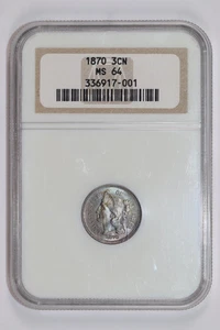 1870 THREE CENT NICKEL NGC MS64 GORGEOUS RAINBOW OBVERSE - Picture 1 of 2