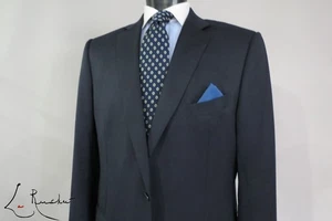 Recent Ermenegildo Zegna Micronsphere Navy side vented flat front suit 46 L - Picture 1 of 23