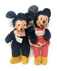 Peluche pupazzi vintage Gund 10" Topolino e Minnie viso di gomma - Foto 1 di 8