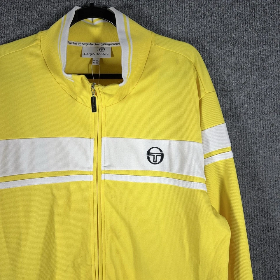Sergio Tacchini Jacket Mens 2XL Yellow White Track Full Zip Retro Tennis - Image 1 of 4