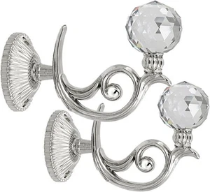 BTSKY® Pair of Phoenix Glass Crystal Curtain Holdbacks Drapery Silver - Picture 1 of 7