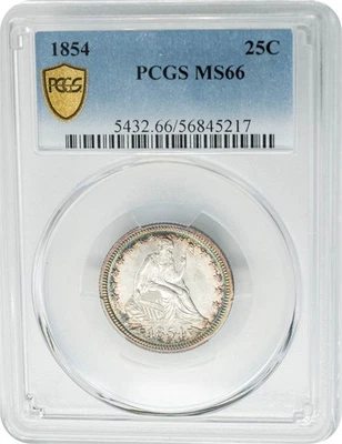 1854 Seated Liberty Quarter 25c Arrows MS66 PCGS Secure 950450-6 - Image 1 of 4