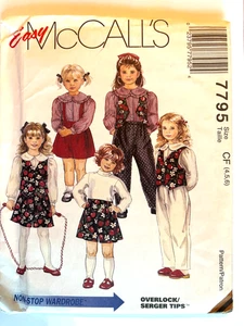 Girl's Sewing Pattern Vest Pants SKirt Blouse McCall's 7795 Size 4 5 6 New Uncut - Picture 1 of 2