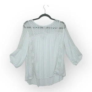 Knox rosa weiß Spitze Boho Bauern Top Häkeldetail romantische Tunika XL - Bild 1 von 6