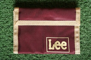 Vintage LEE Maroon & Tan Nylon Bi-Fold Hook & Loop Flap Closure Wallet - Picture 1 of 6