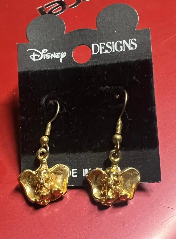 Disney Designs Gold Plated Dumbo Earrings / Original Packaging / Vintage - Изображение 1 из 1