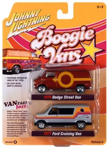 Johnny Lightning *2er-PACK BOOGIE VANS B* 1976 Dodge & 1977 Ford Van Neu in Verpackung! - Bild 1 von 1