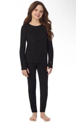 Cuddl Duds Juego de 2 Piezas Vellón Cálido Capas Niñas Talla Mediana M 7/8 Negro Nuevo Foto 1 de 3