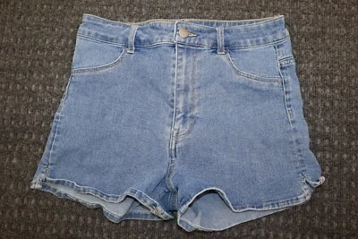 Pantalones Cortos H&M Mamá Cintura Alta Denim Azul Para Mujer Talla 4 2 Bolsillos Cremallera Mosca Foto 1 de 4