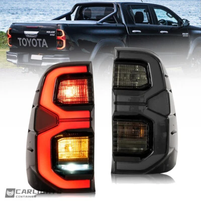 SMOKED FULL LED Tail Lights For Toyota Hilux 2015-20 w/ Start Up Animation Lamps - Image 1 of 4