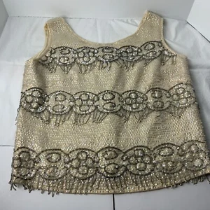 Imperial Imports Hong Kong British Crown VTG Women’s LG(40) Wool Sequin Bead Top - Picture 1 of 12