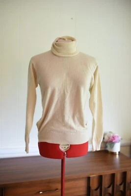 Suéter Valerie Stevens Vintage Cachemira Beige Cuello Alto Marfil Talla Mediana Foto 1 de 4