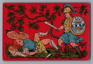 1878 Clark's ONT Cotton Victorian Trade Card Calendar Warriors Spartans - Picture 1 of 2
