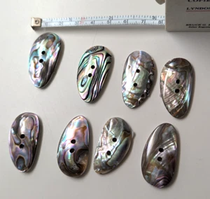 8er Set weiße Porzellanknöpfe Intarsien mit polierten Abalone 1"x1,5" SM - Bild 1 von 2