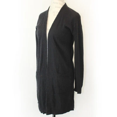 Cárdigan plumero negro Nordstrom halógeno lana/cachemira suave cálido frente abierto XS Foto 1 de 4