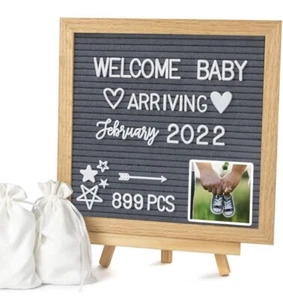 Double Sided Felt Letter Board, 10x10in Changeable Chars Memo Board Rustic Frame - Picture 1 of 7