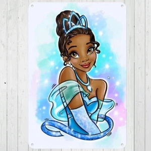 Watercolor Princess Tiana Custom 10"x14" Metal Wall Art Sign Office Home - Picture 1 of 1