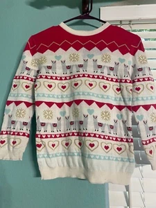 Girls Andy + Evan Holdiay Christmas Sweater Llama Red Size 7 - Picture 1 of 3