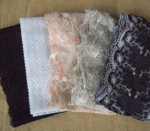 Lot 10 Yard 4.5-5.5" Wide Lace&Embroidered Flower Black,White,Taupe,Nacarat h128 - Picture 1 of 6