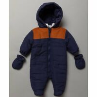 BNWT Honour & Pride Baby Boy's Navy Snowsuit winter coat 0-12 Months warm hooded