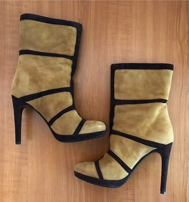 Botas Aldo Castagna de gamuza sutil tacón de aguja a mitad de pantorrilla/caramelo/marrón/s7/excelentes Foto 1 de 4