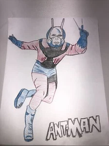 handgefertigte Zeichnungen für Schulkinder. Elementarfarbe Ant-Man Vollfarbe - Bild 1 von 5