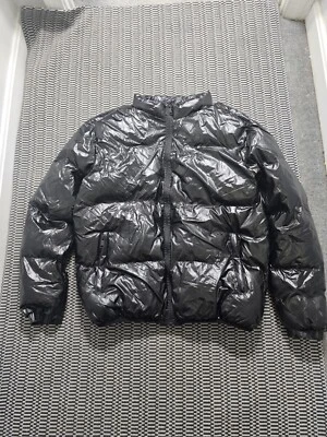 Brave Soul London black puffer mens jacket size XL full zip  nylon polyester - Image 1 of 4