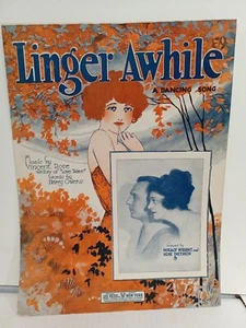 1923 Linger Awhile A Dancing Song Noten Austin T Wylie Orchestra Vintage - Bild 1 von 2