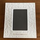 My First Communion White Porcelain Floral Picture Frame Holds 4 x 6 Photo Roman