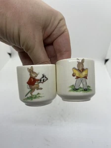 Vintage Pair Of Royal Doulton Bunnykins Golden Jubilee Celebration Egg Cups - Picture 1 of 12