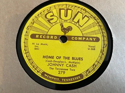 JOHNNY CASH : HOME OF THE BLUES  /  GIVE MY LOVE TO ROSE.  US. 78.rpm (1957) Foto 1 de 4