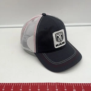 Dodge Ram Logo Trucker Snapback Cap Hat Gray White Red Curved Mesh Licensed - Picture 1 of 10