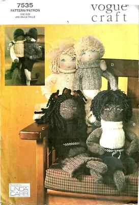 Vogue Pattern 7535 Craft Linda Carr Sock Dolls 6 Designs 18"-19"  Plus Clothes - Image 1 of 4