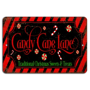 Candy Cane Lane: Rustic Holiday Sweets & Treats Sign - Picture 1 of 1