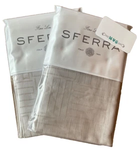 SFERRA~Andello 3480~Latte~Hecho en ITALIA~Mezcla de lino~2 FALETAS EURO~26 X 26”~NUEVO CON ETIQUETAS~ - Imagen 1 de 6
