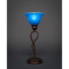Toltec Leaf Mini Table Lamp, Bronze, 7" Blue Italian Glass - 35-BRZ-4155